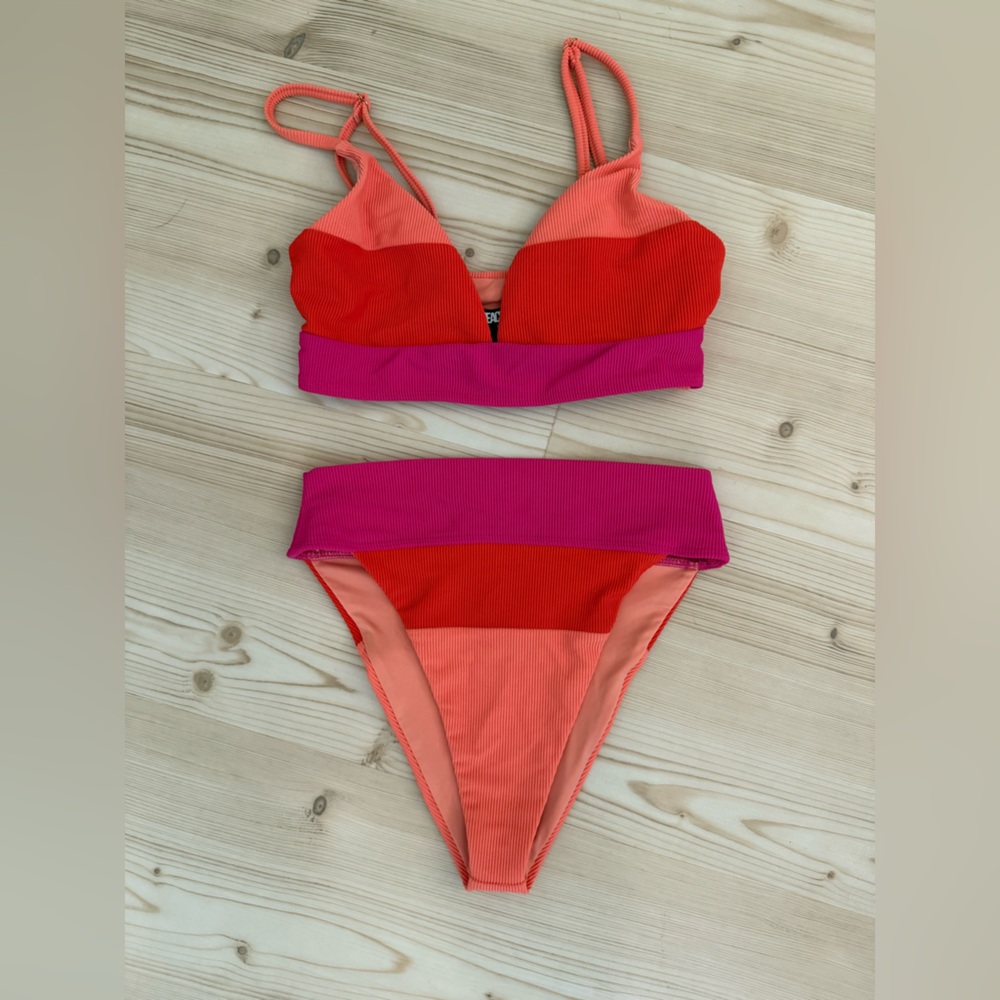 Beach Riot Vibrant Orange and Pink Swimwear